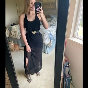 Black mesh maxi dress